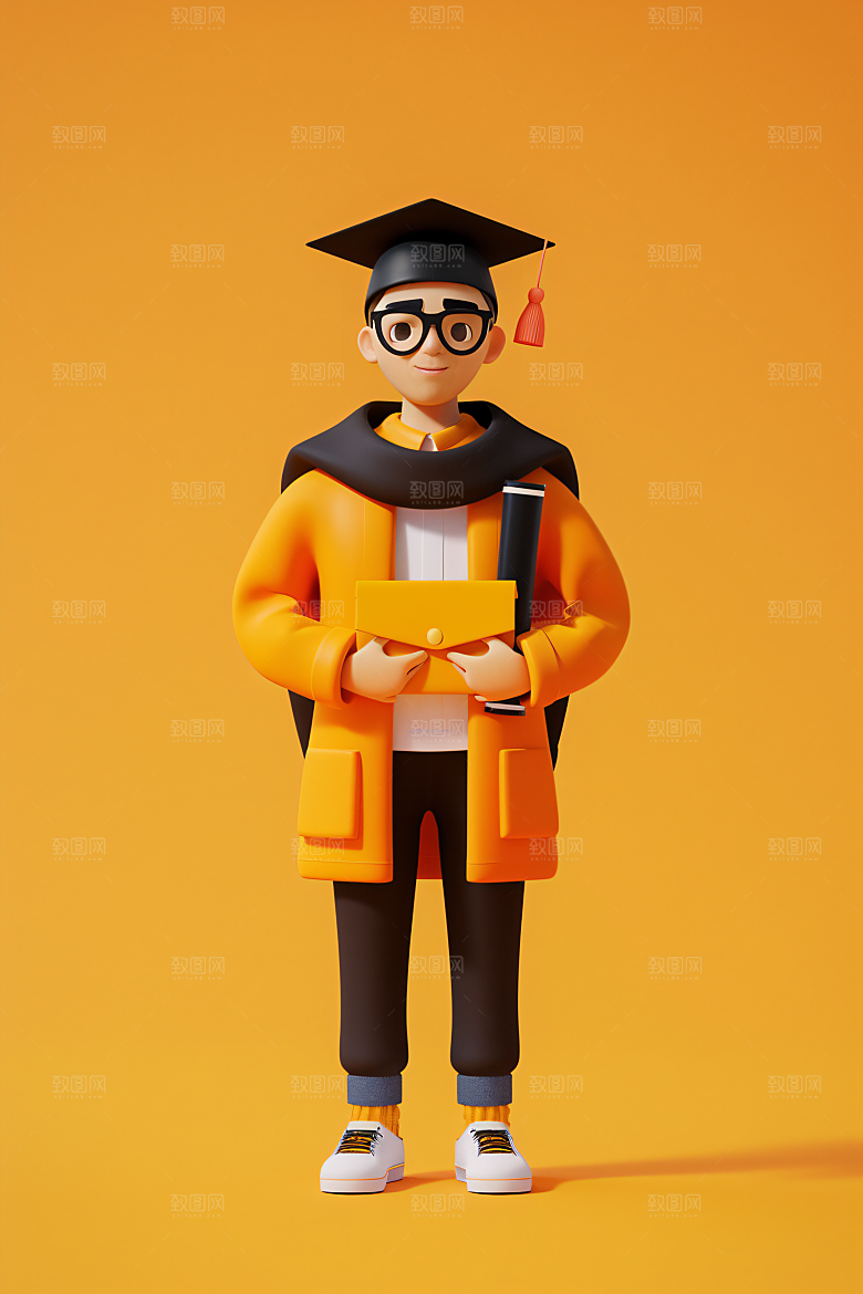 3D毕业生粘土人立体模型
