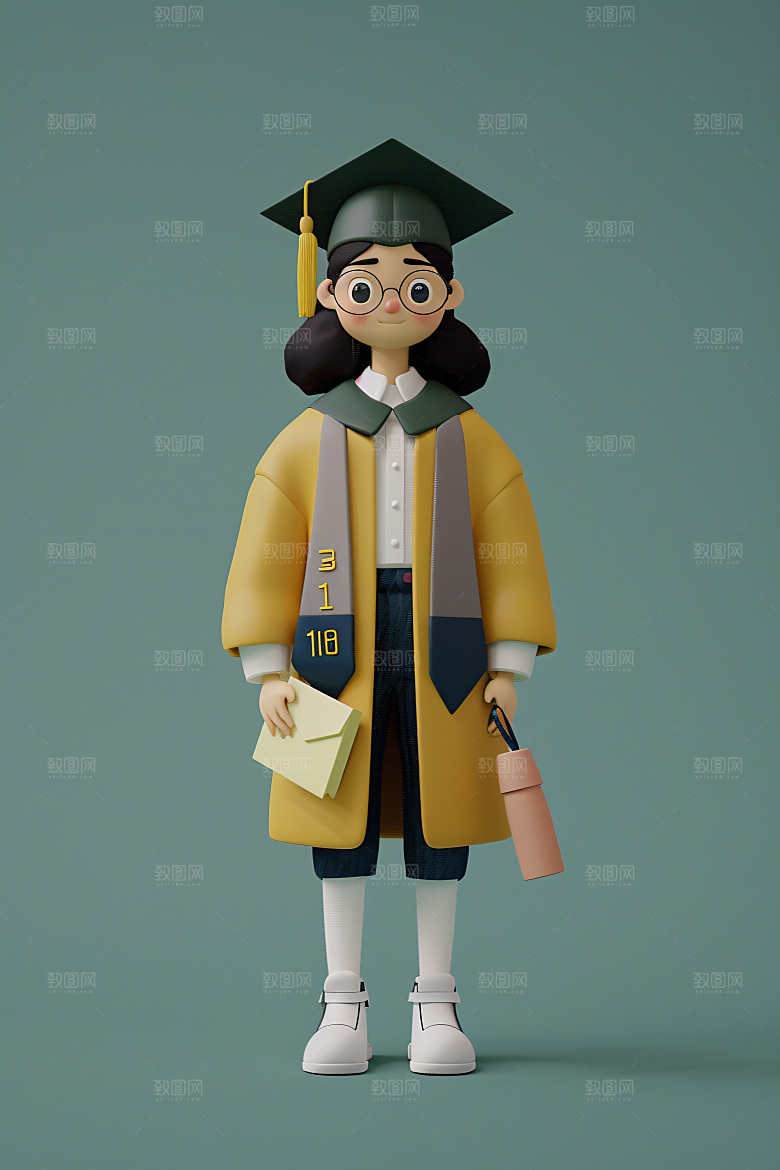 3D毕业生C4D粘土人模型