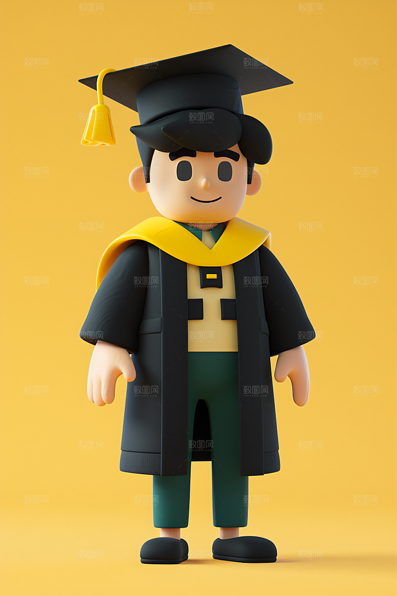 3D毕业生学生全身照模型