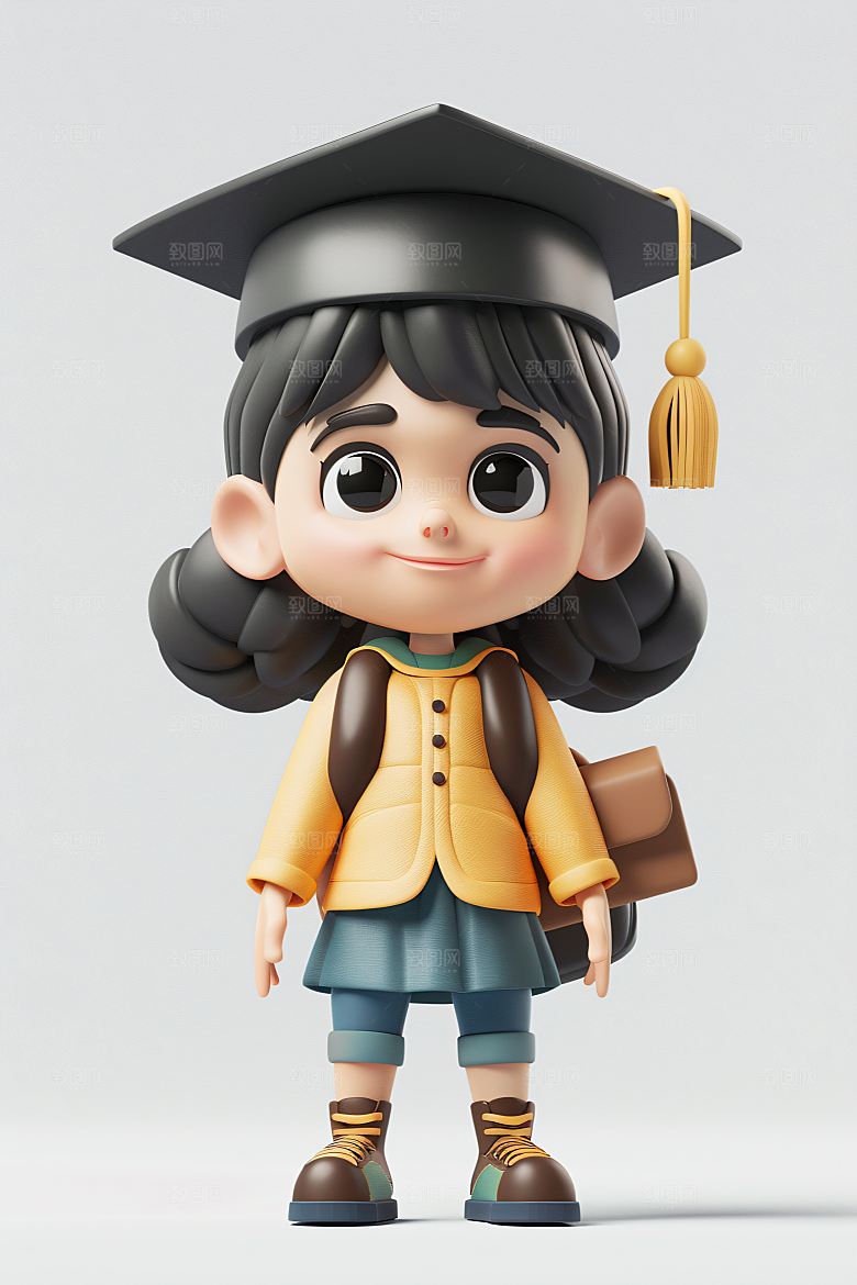 3D毕业生粘土人C4D模型