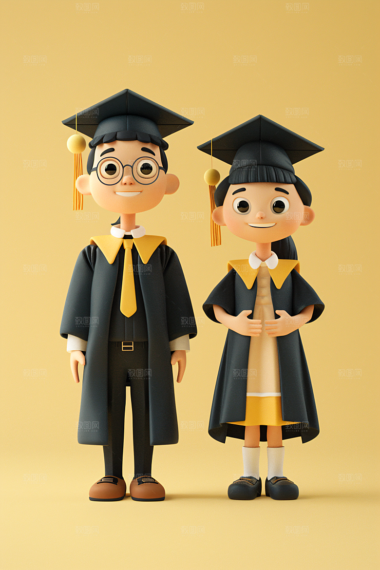 3D毕业生学生肖像模型
