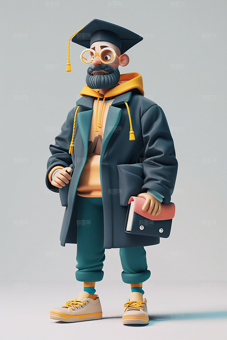 3D毕业生形象粘土人模型