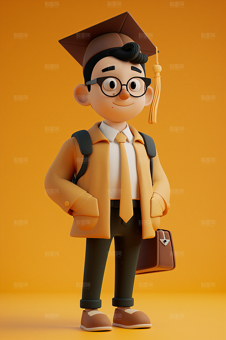 3D毕业生全身照C4D模型
