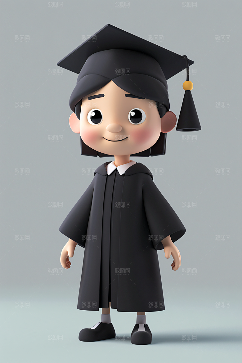 3D毕业生毕业季学生模型