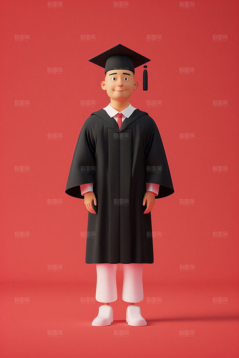 3D毕业生学生粘土人模型