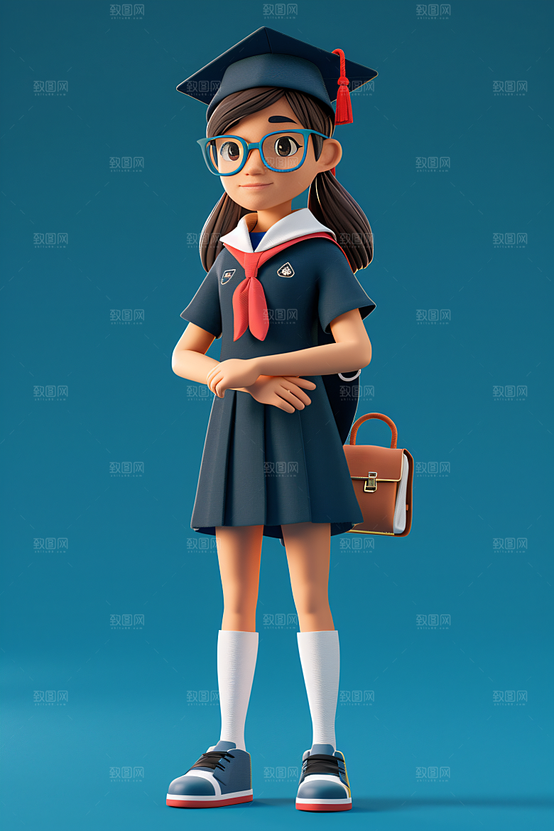 3D毕业生毕业季学生模型