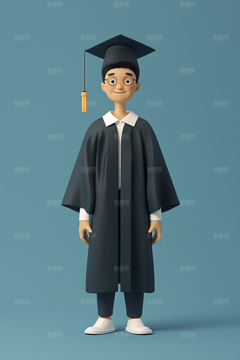 3D毕业生学生人物模型
