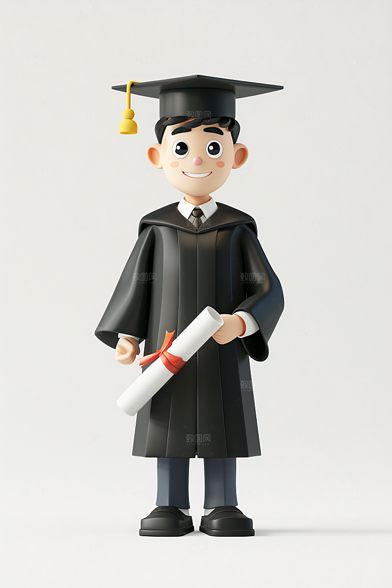 3D毕业生学生卡通模型