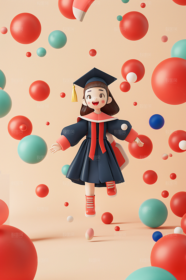 3D毕业生卡通肖像模型