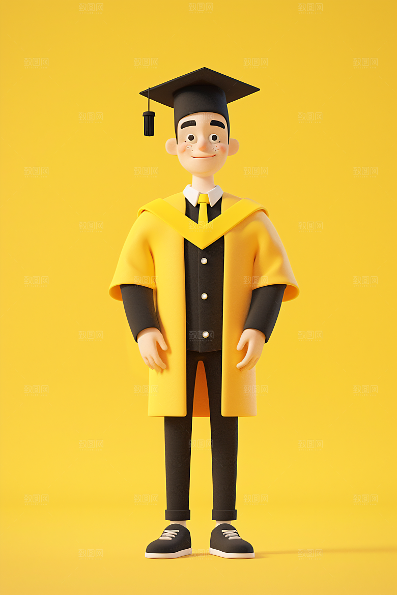 3D毕业生全身照学生模型
