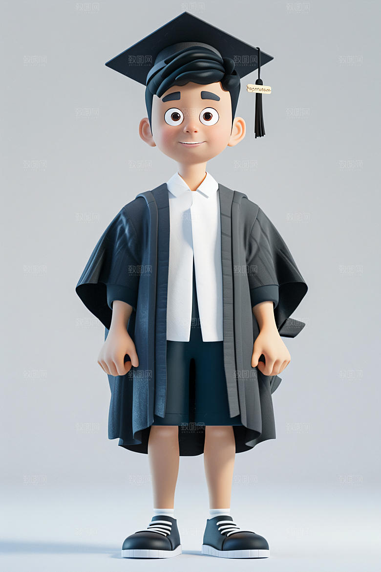 3D毕业生人物全身照模型