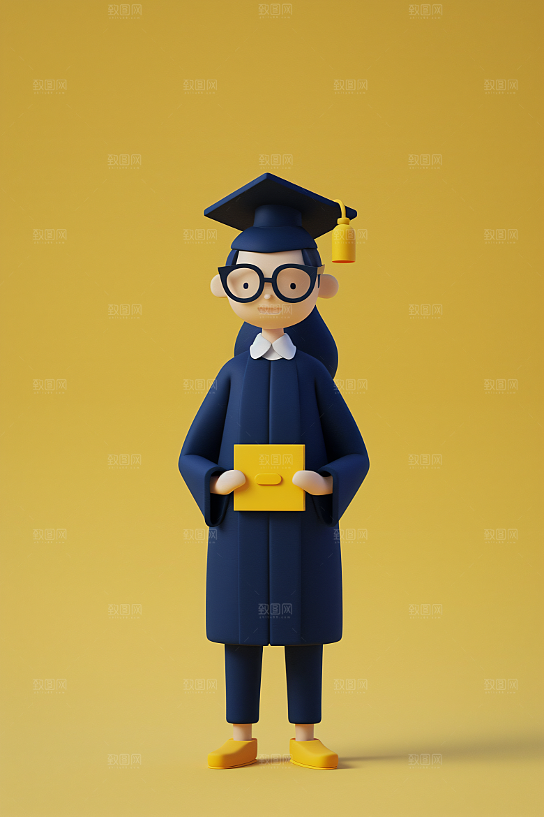 3D毕业生学生纯色背景模型