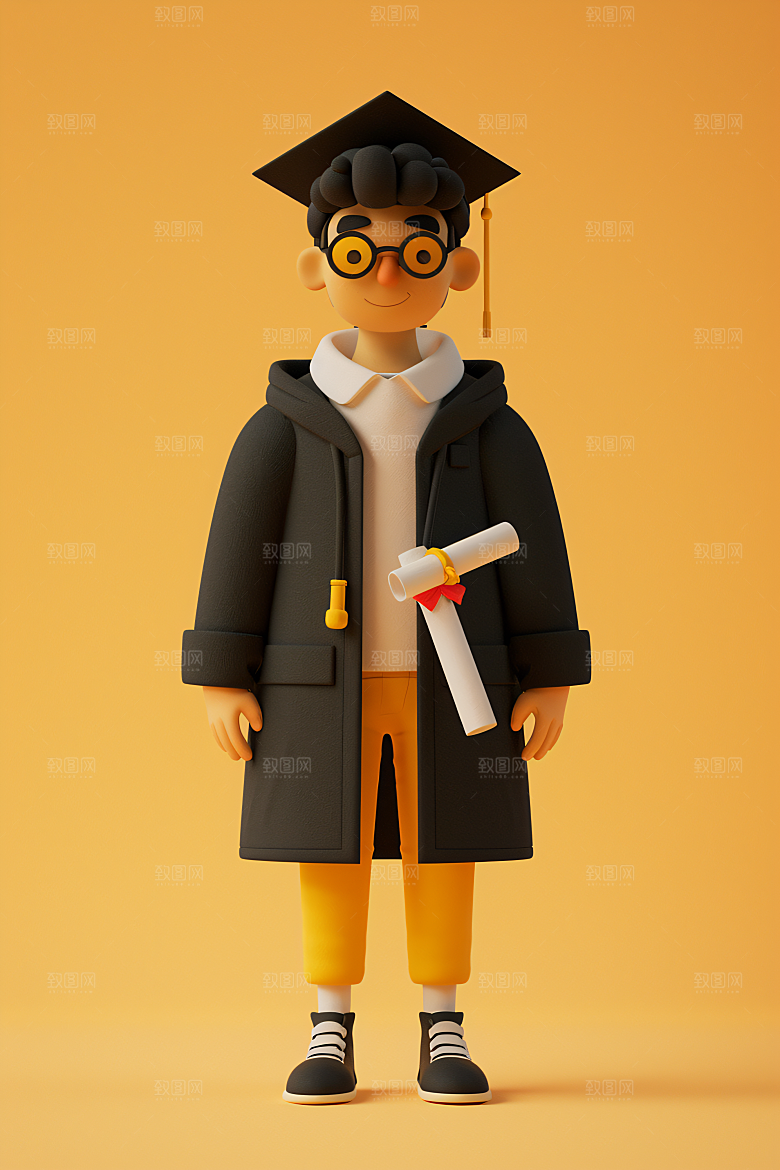 3D毕业生高清学生模型