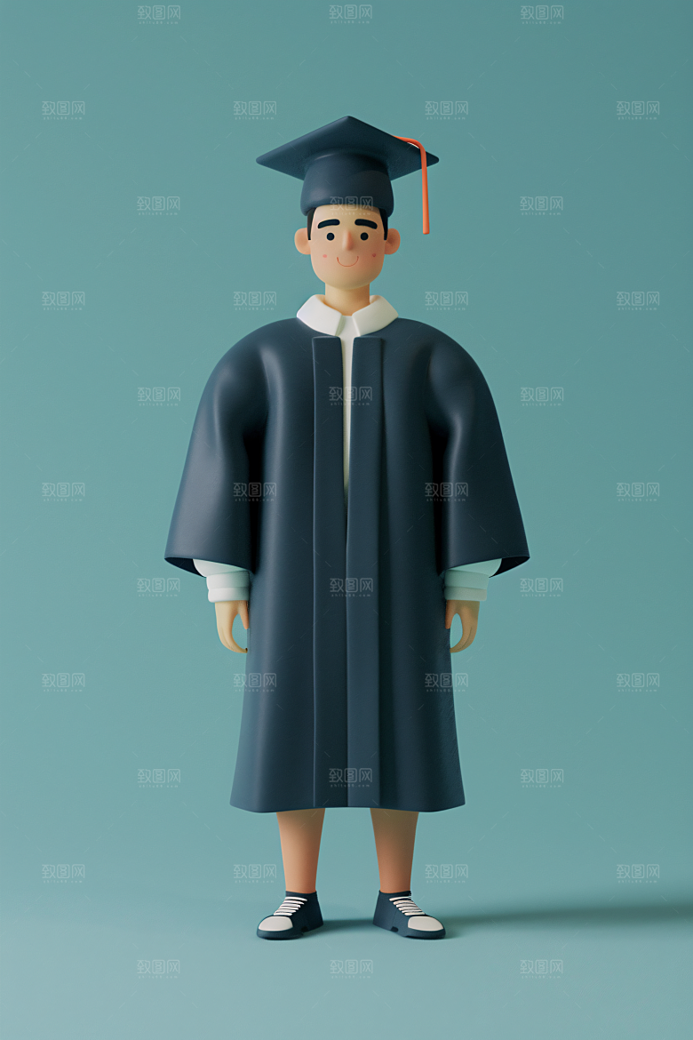 3D毕业生粘土人C4D模型