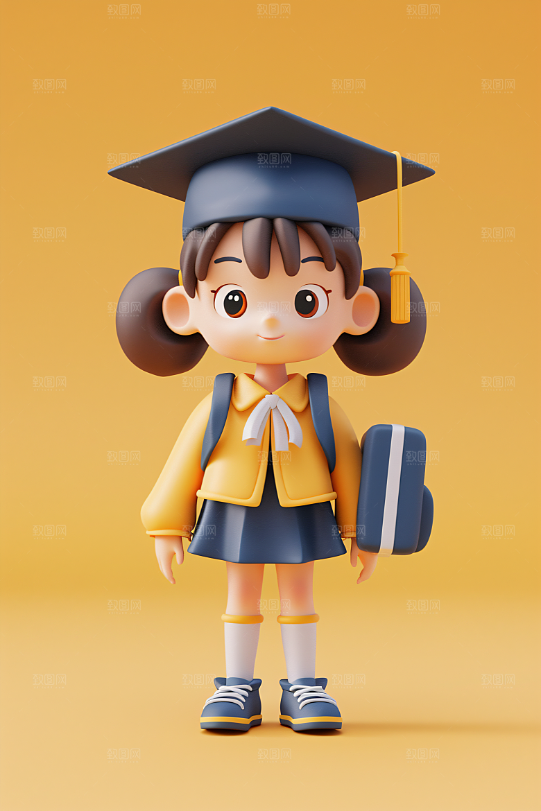 3D毕业生学生毕业季模型