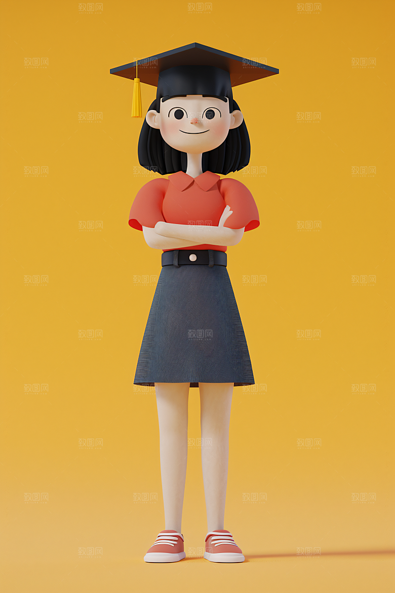 3D毕业生粘土人形象模型