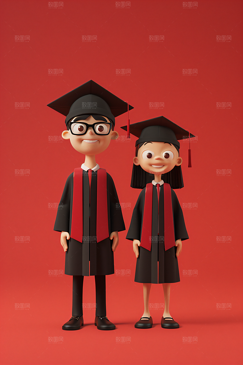 3D毕业生学生全身照模型