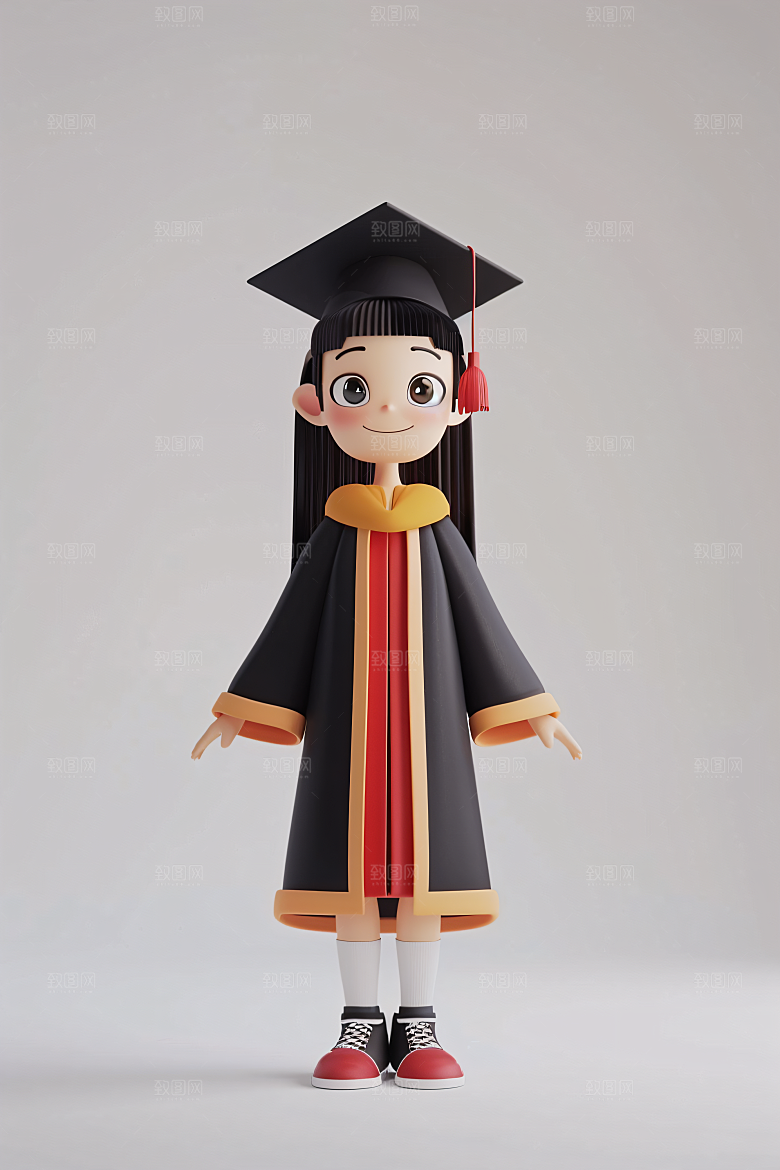 3D毕业生学生全身照模型