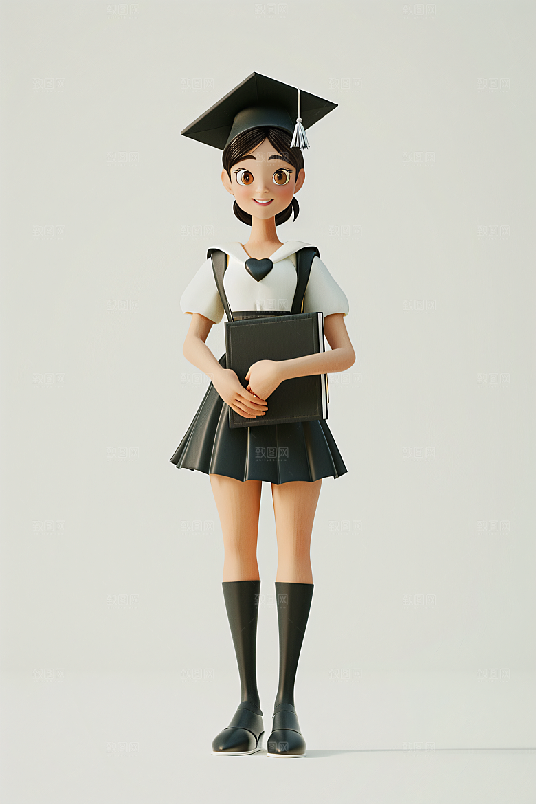 3D毕业生卡通高清模型