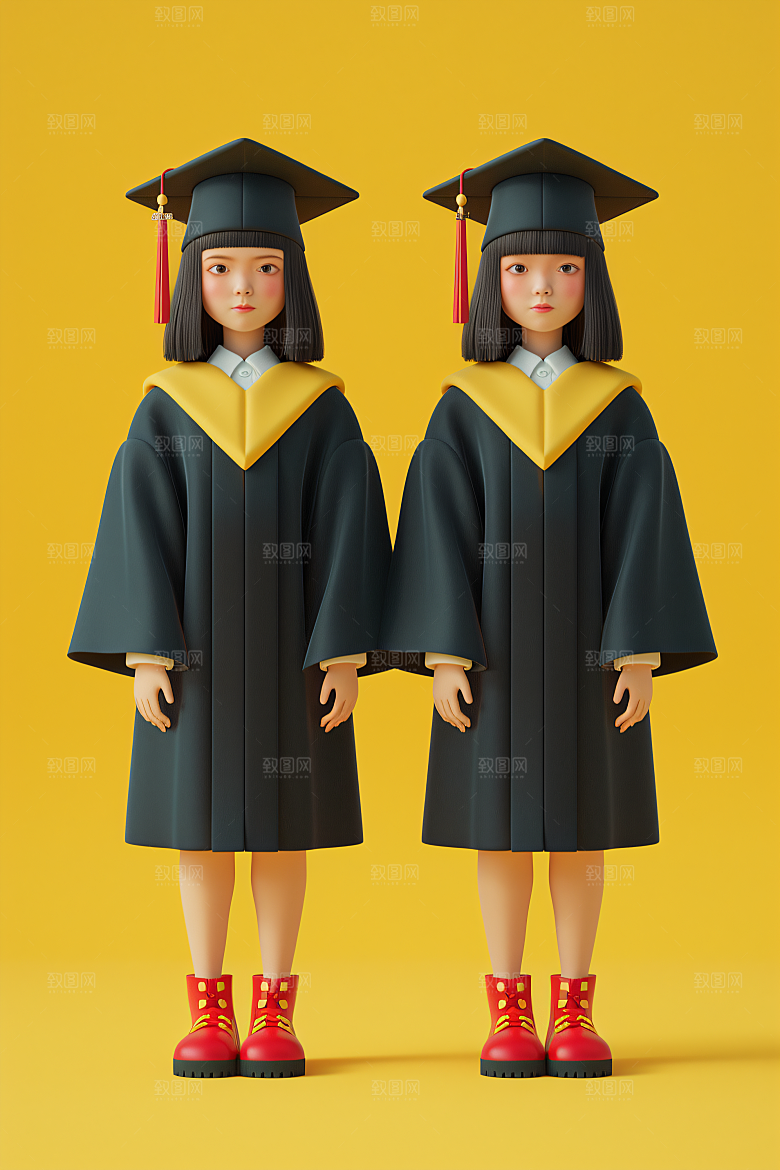 3D毕业生立体粘土人模型