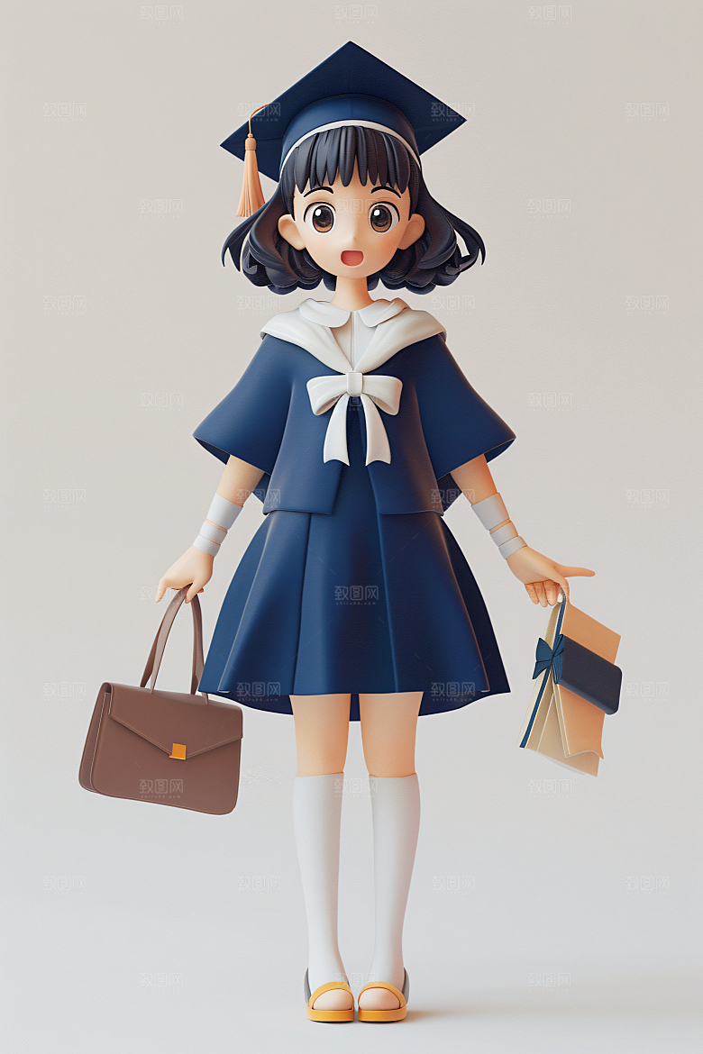3D毕业生学生全身照模型