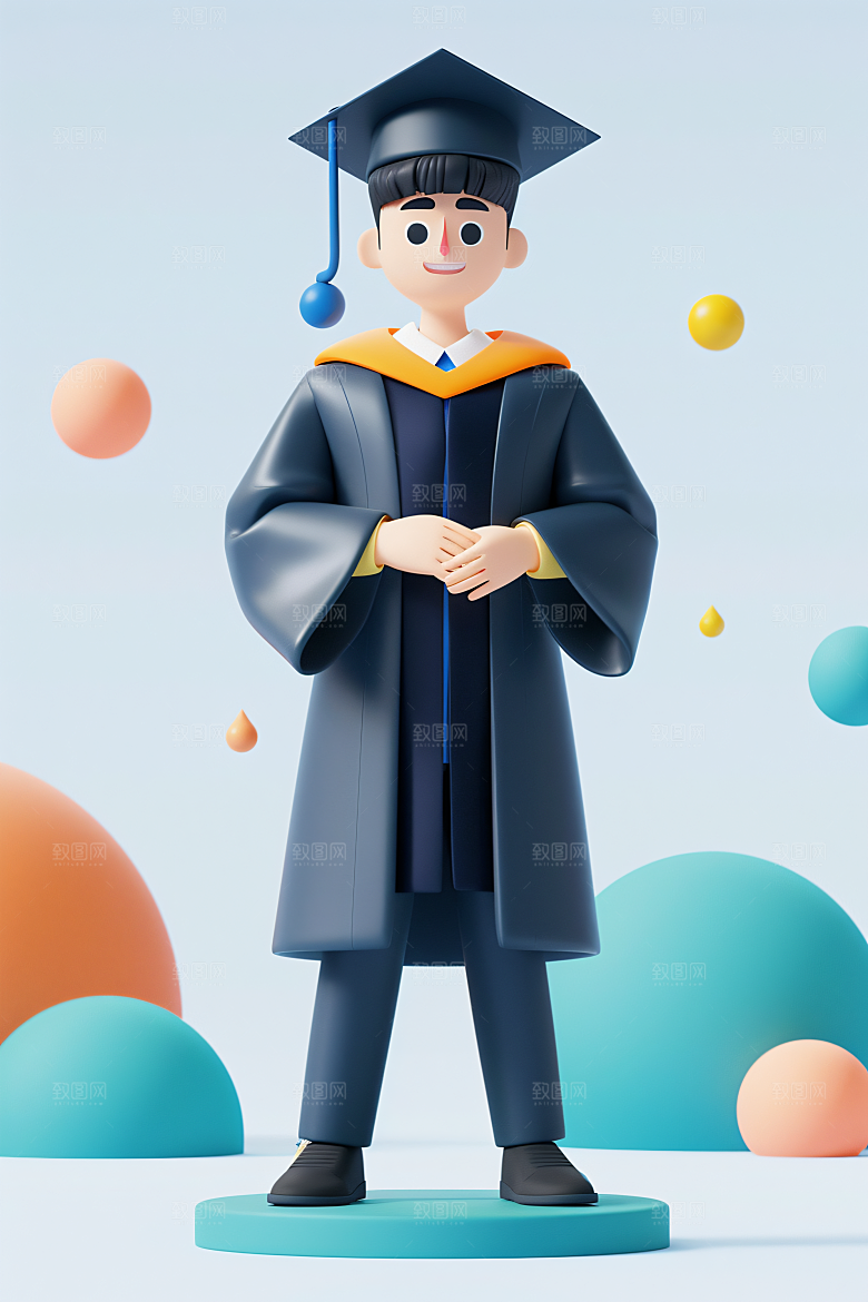 3D毕业生全身照肖像模型