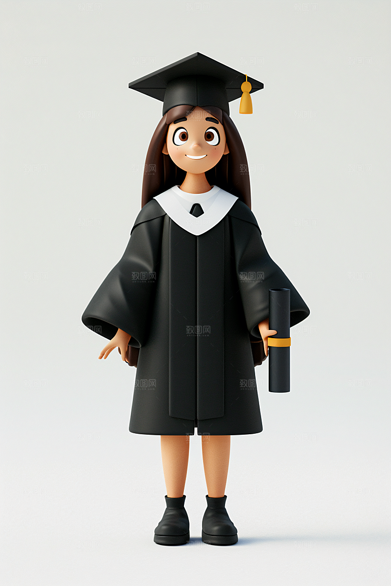 3D毕业生肖像学生模型