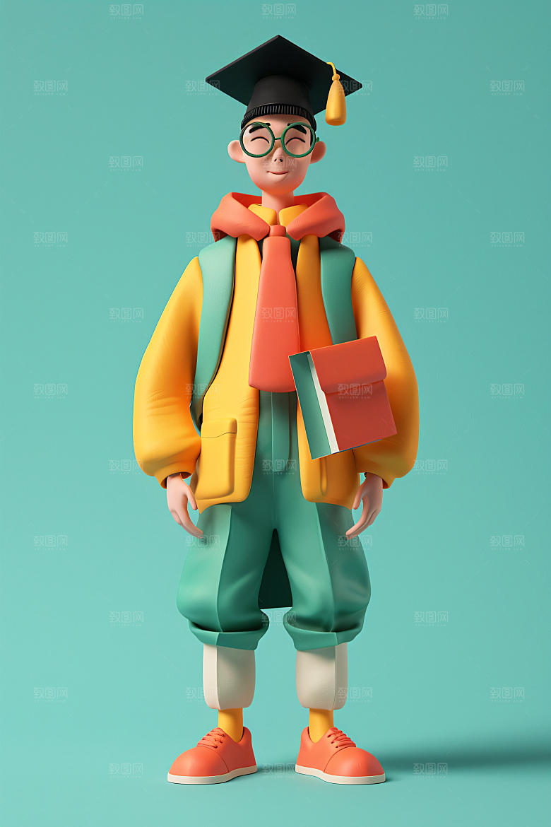 3D毕业生全身照立体模型