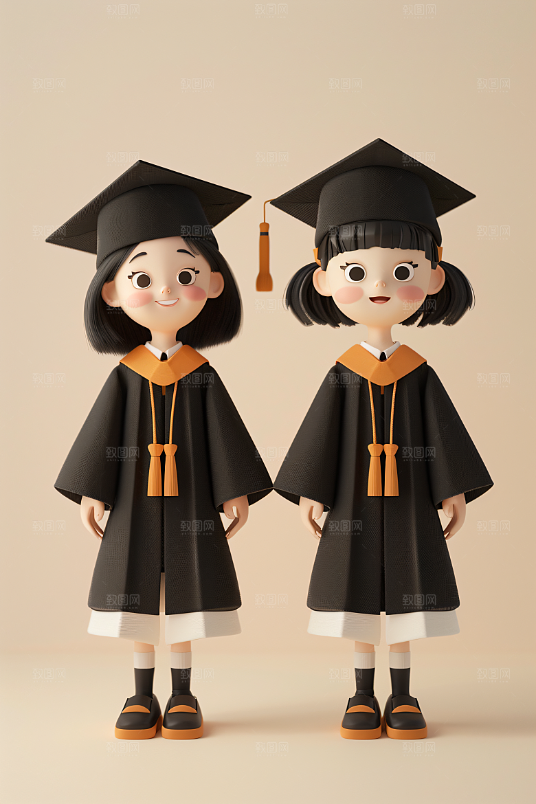 3D毕业生学生纯色背景模型
