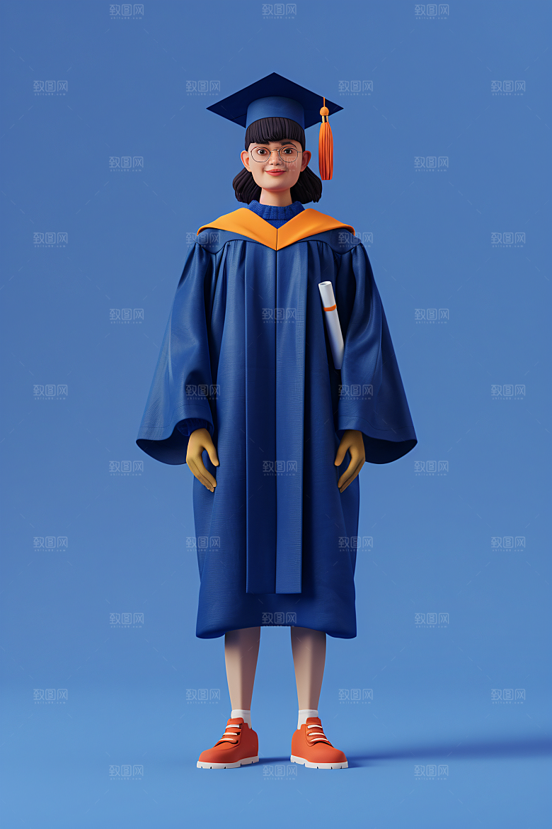 3D毕业生毕业季学生模型