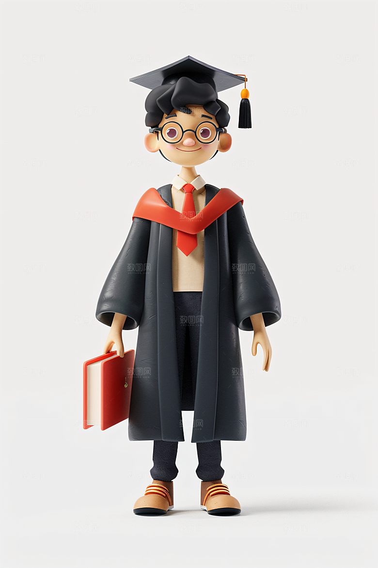 3D毕业生学生肖像模型