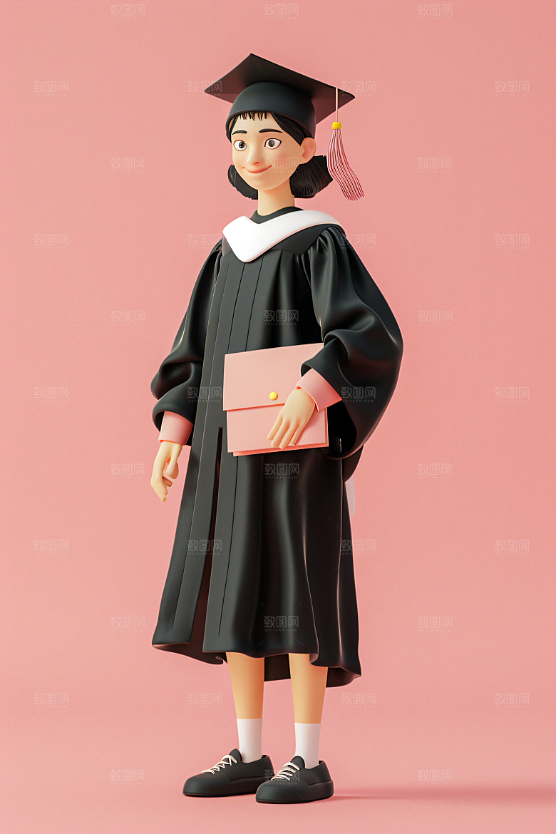 3D毕业生学生肖像模型