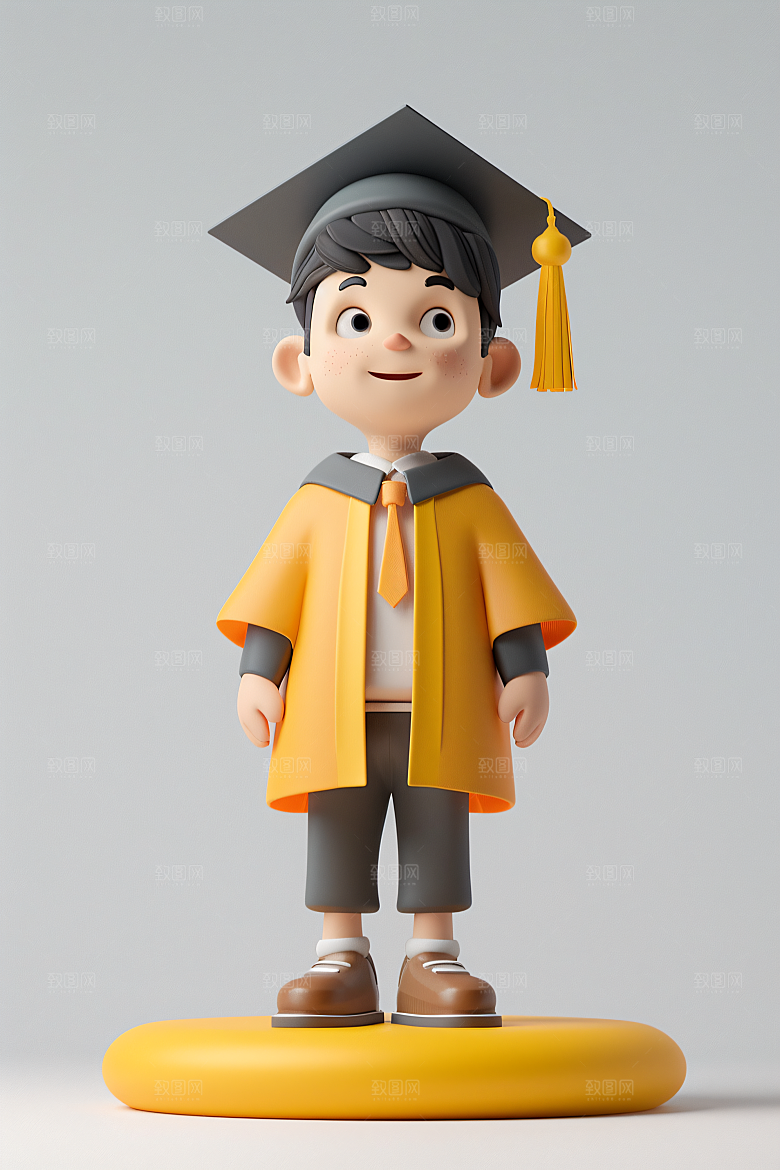 3D毕业生粘土人立体模型
