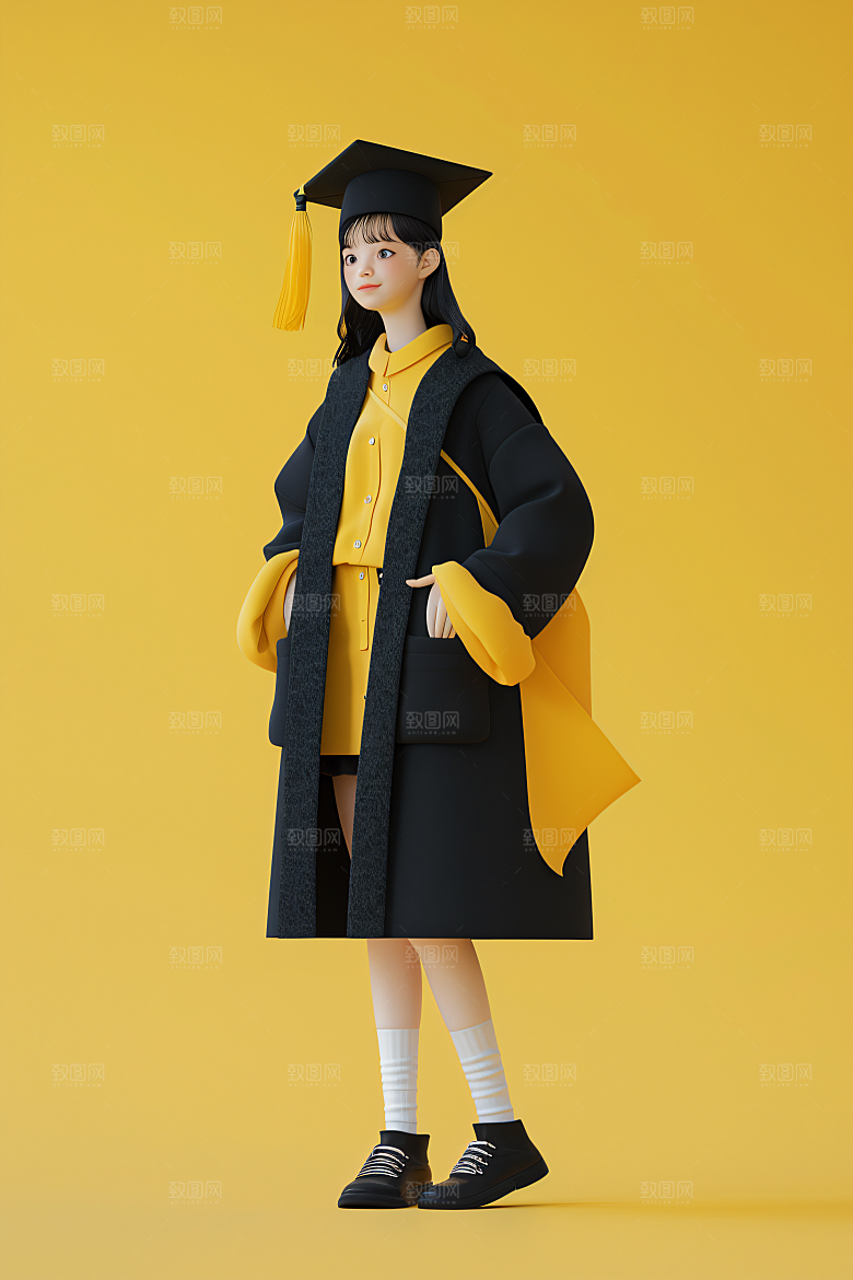 3D毕业生粘土人人物模型