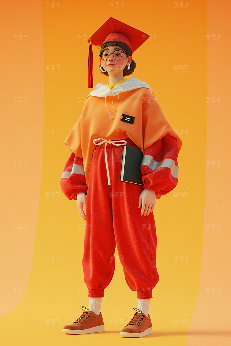 3D毕业生人物C4D模型