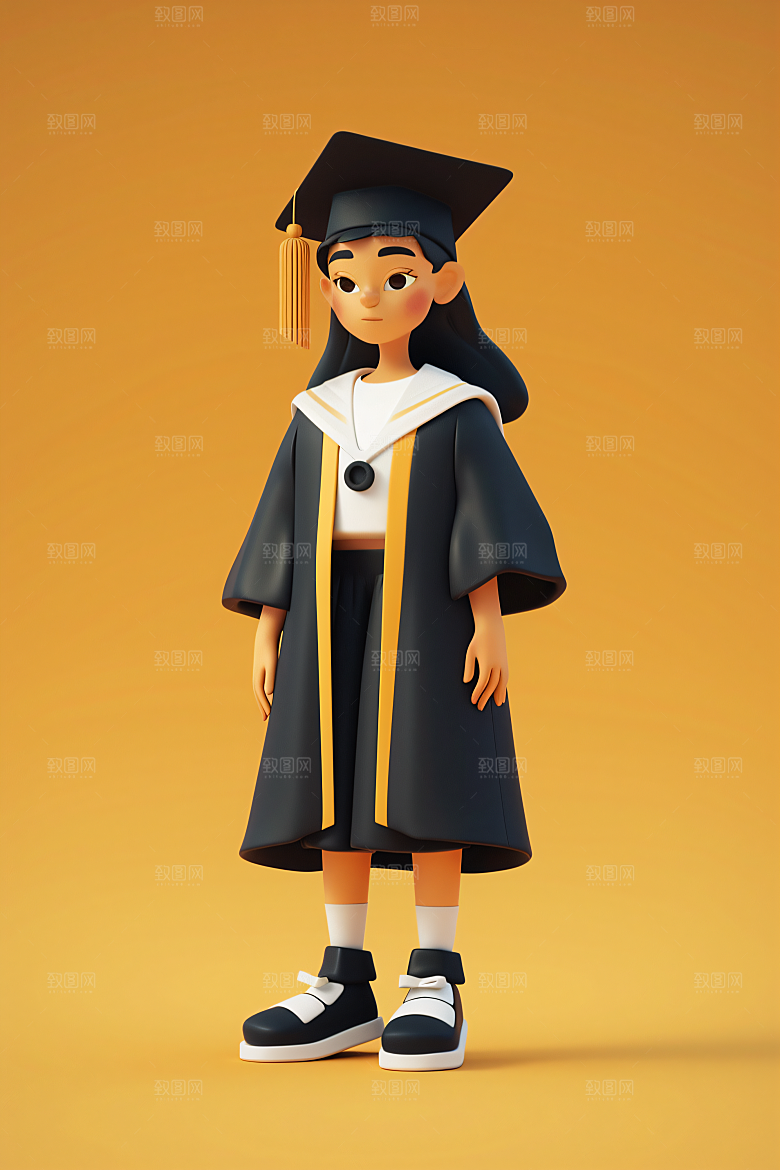 3D毕业生全身照学生模型