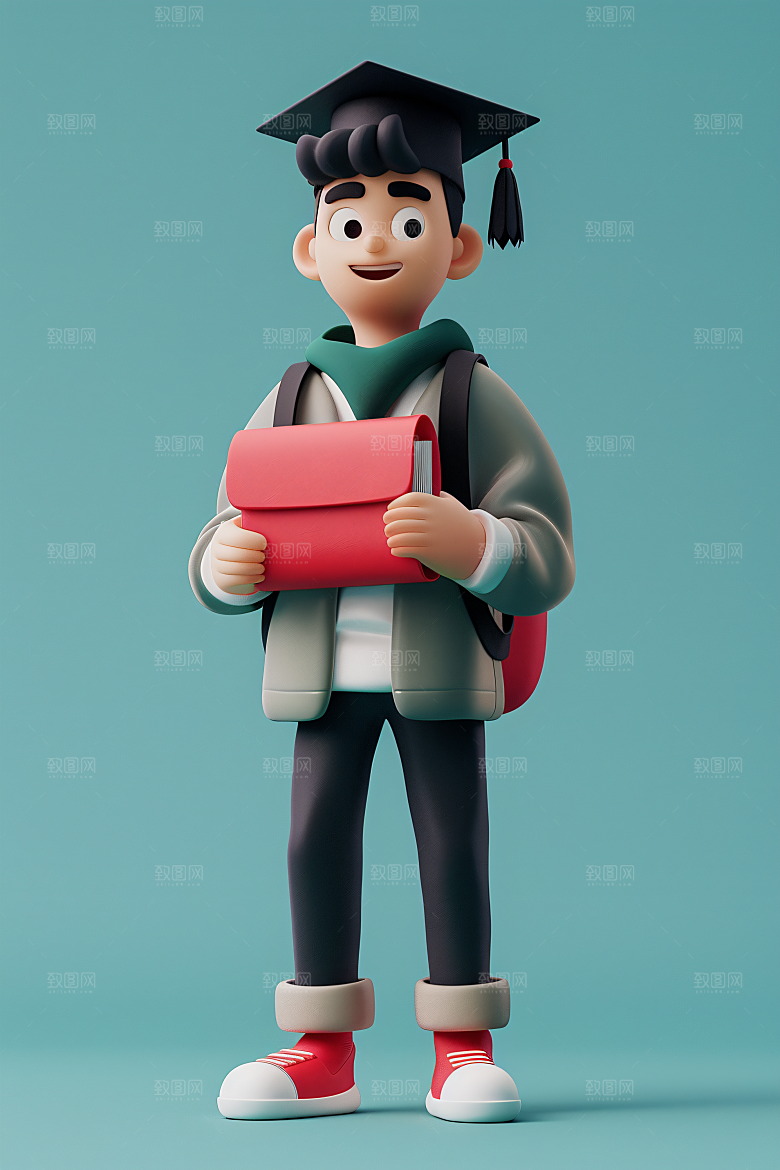 3D毕业生卡通毕业季模型