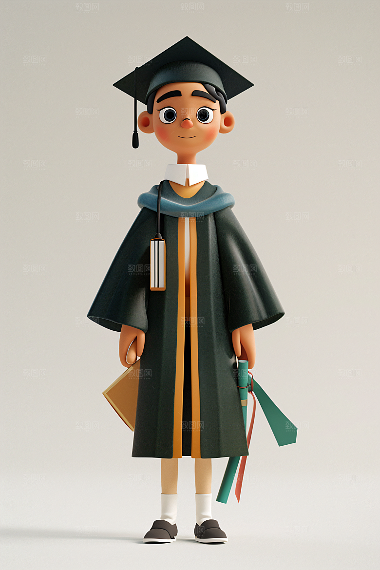 3D毕业生学生全身照模型