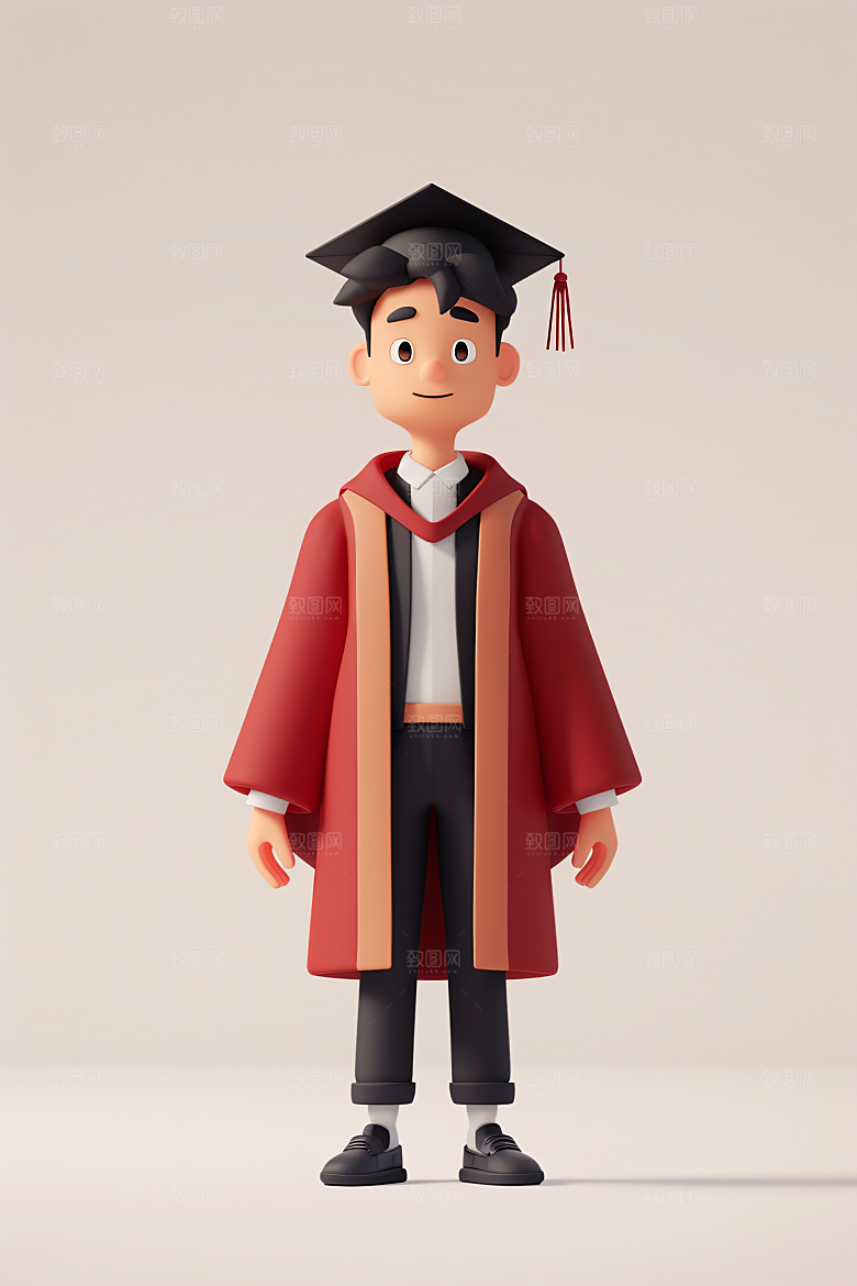 3D毕业生毕业季学生模型