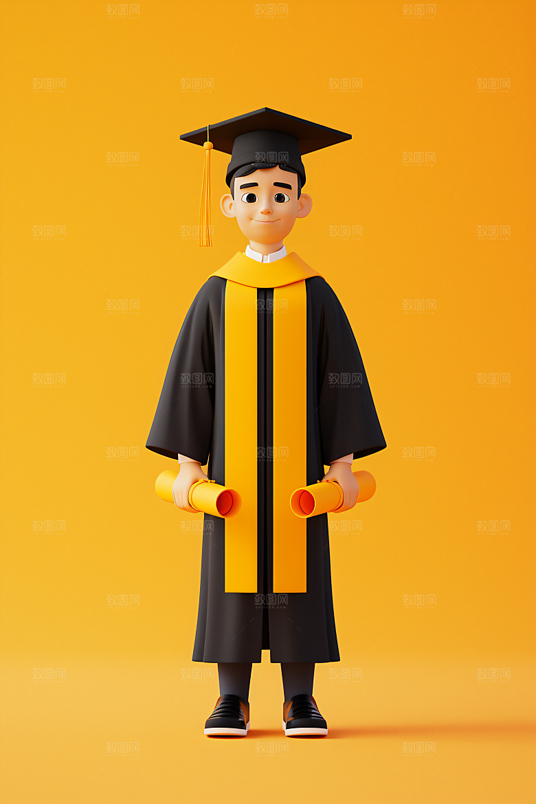 3D毕业生学生全身照模型