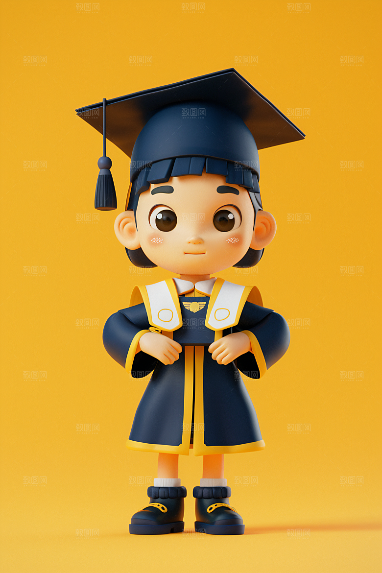 3D毕业生卡通C4D模型