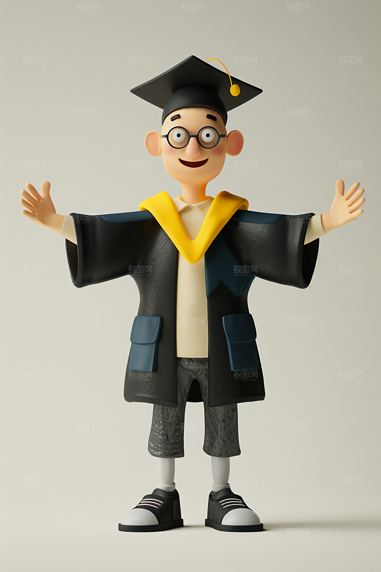 3D毕业生高清粘土人模型