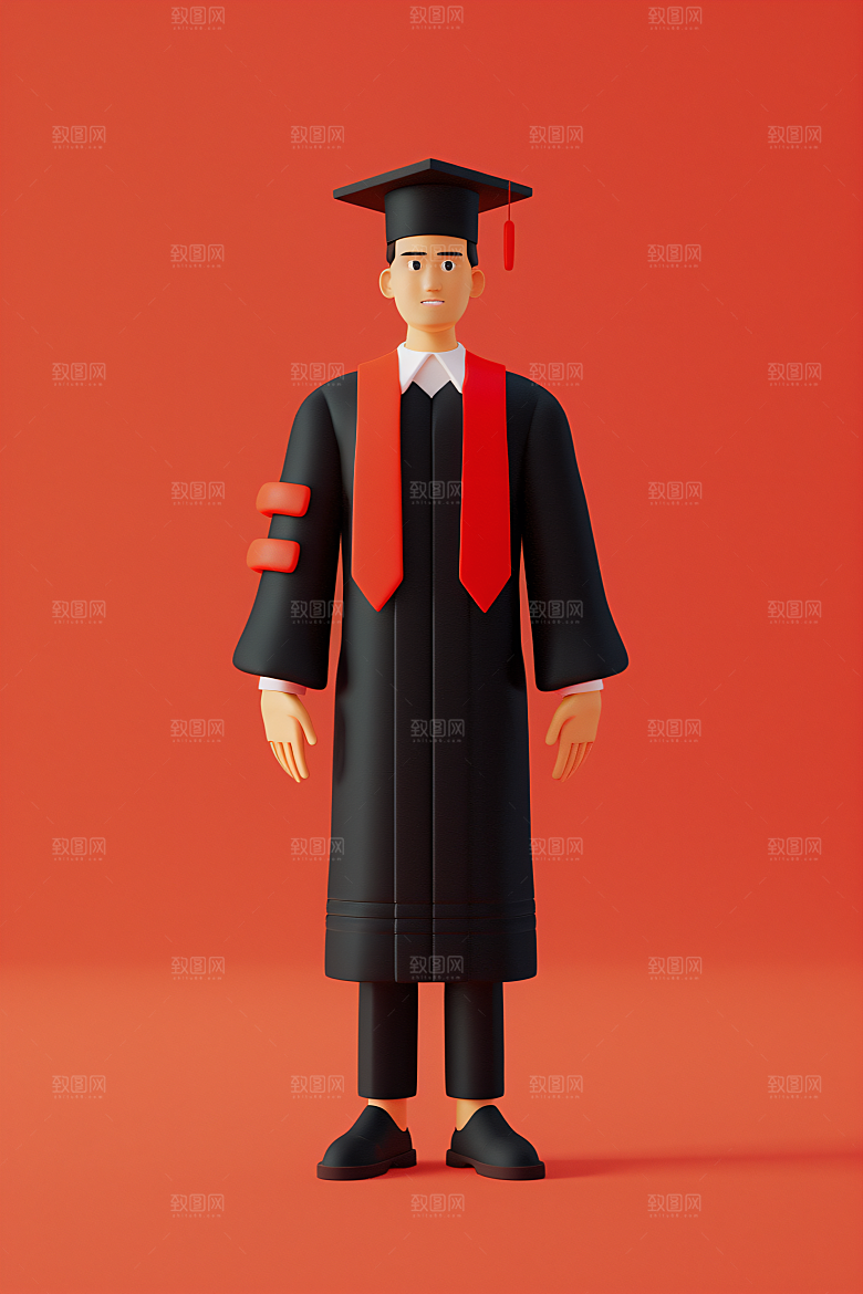 3D毕业生立体学生模型