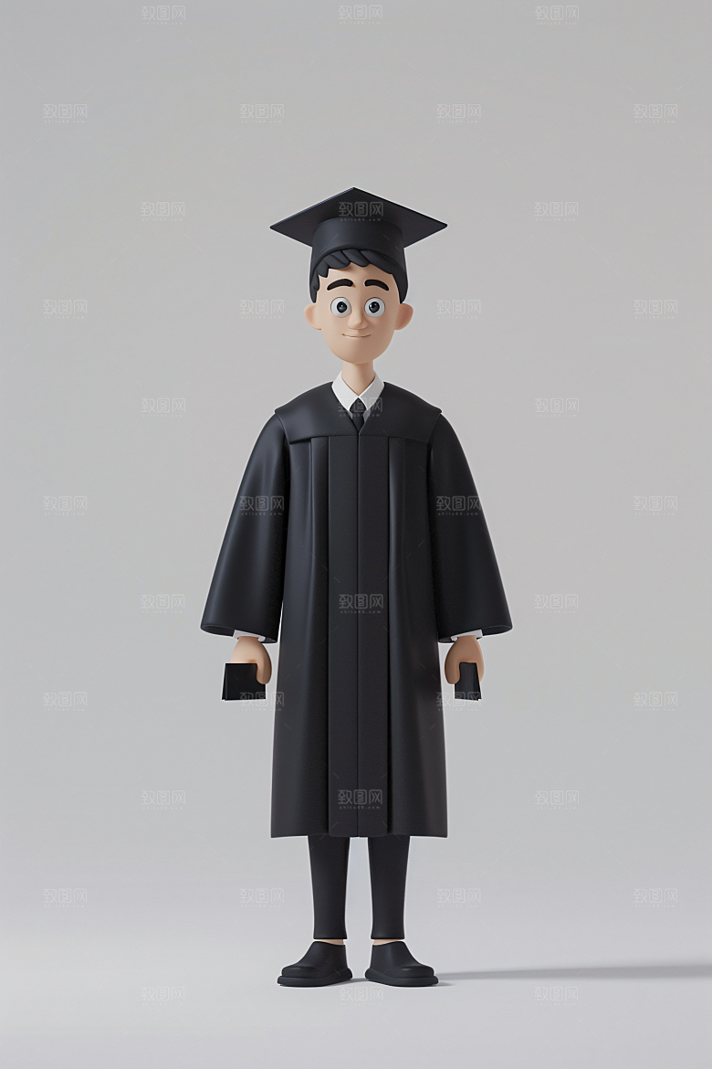3D毕业生肖像学生模型