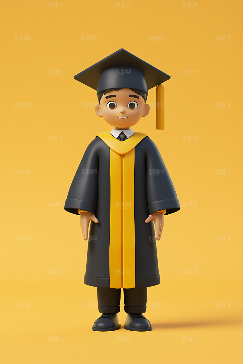 3D毕业生学生粘土人模型