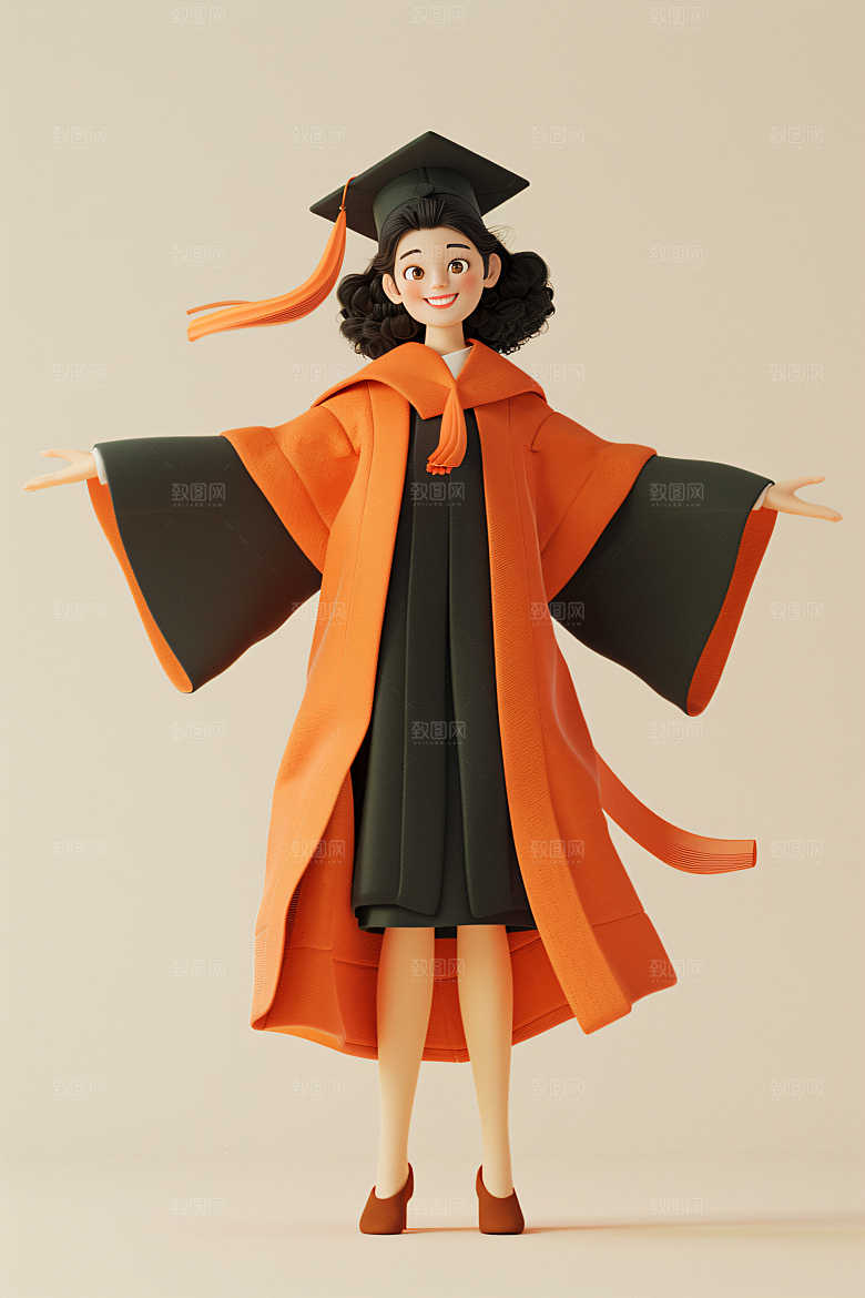 3D毕业生毕业季学生模型
