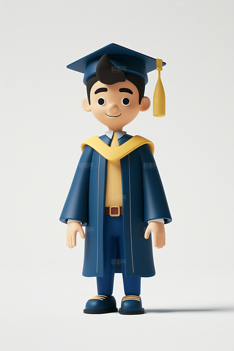 3D毕业生肖像粘土人模型