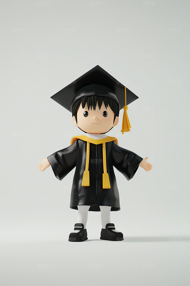 3D毕业生粘土人高清模型