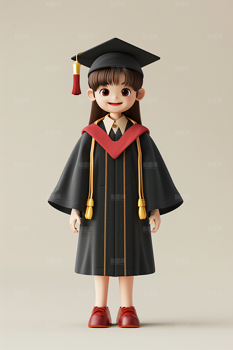 3D毕业生学生全身照模型