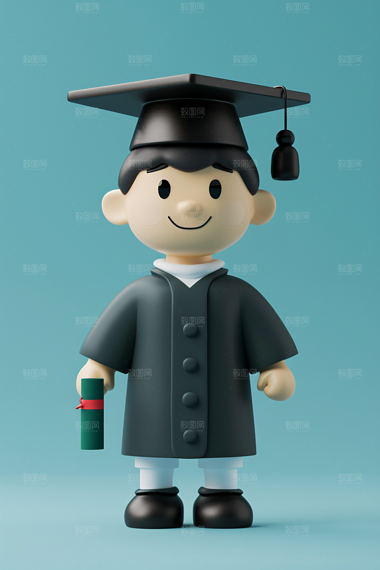 3D毕业生高清学生模型